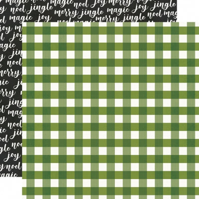 Multi-Colored (Side A - green plaid on an off-white background, Side B -  white Christmas words on a black background)