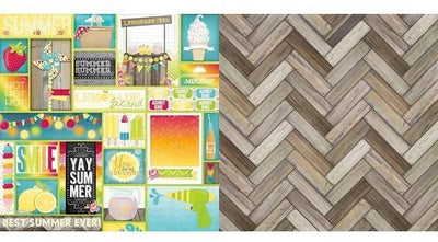 Multi-Colored (Side A - Summer/Lemonade stand themed element cards, Side B - Wooden boards arranged in a chevron pattern.)