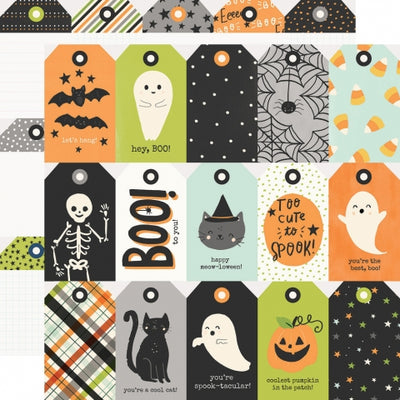 Multi-Colored (Side A - Halloween journaling tags with phrases and images Side B - blank Halloween journaling tags)
