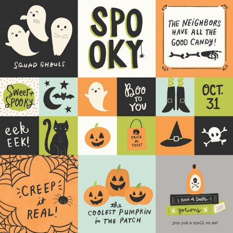 SPOOKY NIGHTS 2X2/4X4 JOURNAL ELEMENTS - 12x12 Double-Sided Patterned Paper - Simple Stories