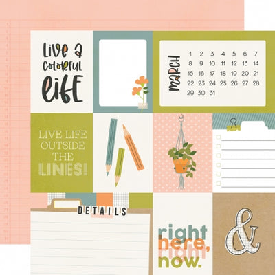 (Side A - the month of March journaling cards  with calendar, Side B - peach ledger paper)
