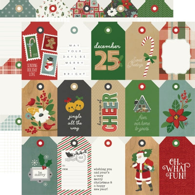 Multi-Colored (Side A - Christmas journaling tags, with phrases and images, Side B - blank Christmas journaling tags)