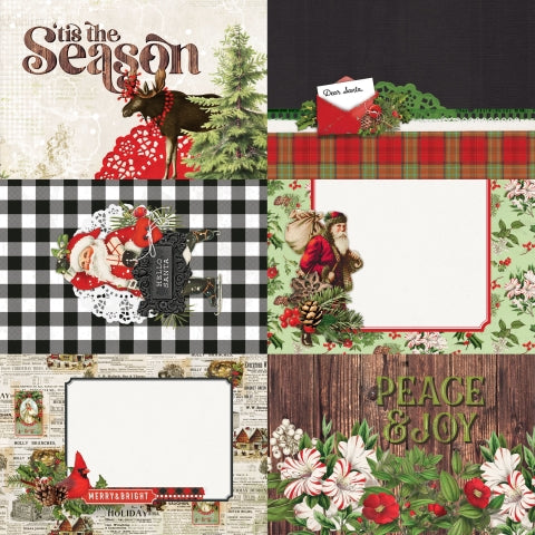 VINTAGE CHRISTMAS LODGE 4x6 ELEMENTS - 12x12 Double-Sided Patterned Paper - Simple Stories