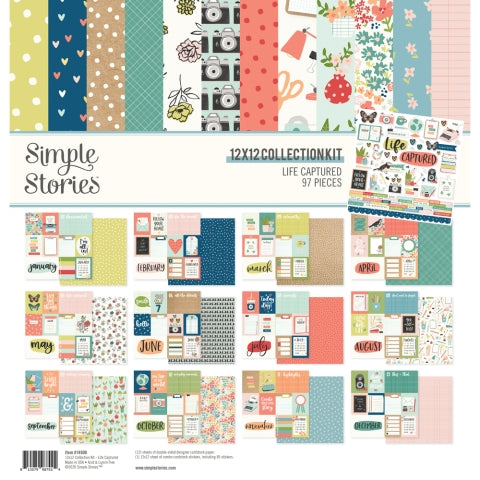 Life Captured is a beautiful collection from Simple Stories showcasing your everyday life, with journaling cards for every month of the year, florals, polka-dots, hearts, bits & baubles, and more.