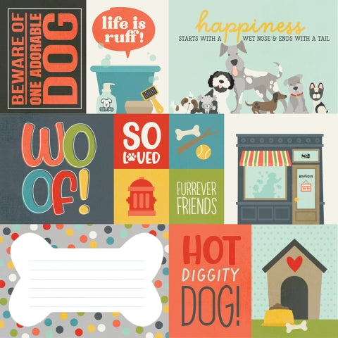 PET SHOPPE DOG ELEMENTS 1 - 12x12 Double-Sided Patterned Paper - Simple Stories