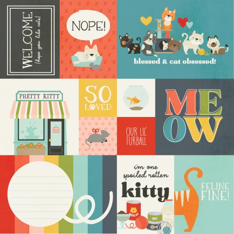 PET SHOPPE CAT ELEMENTS 1 - 12x12 Double-Sided Patterned Paper - Simple Stories