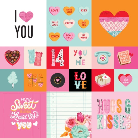HEART EYES 2X2/4X4 ELEMENTS - 12x12 Double-Sided Patterned Paper - Simple Stories