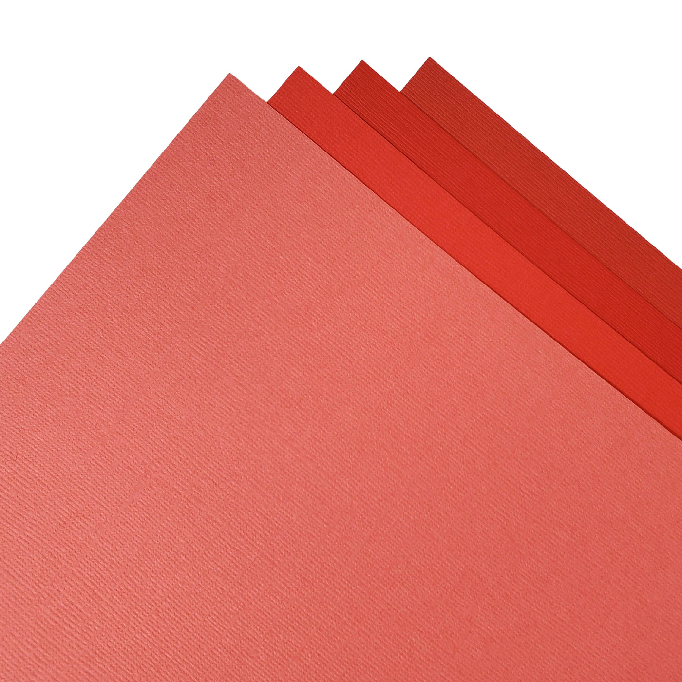 The Red monochromatic assortment includes three (3) each of four (4) shades of red colors of Bazzill textured cardstock.