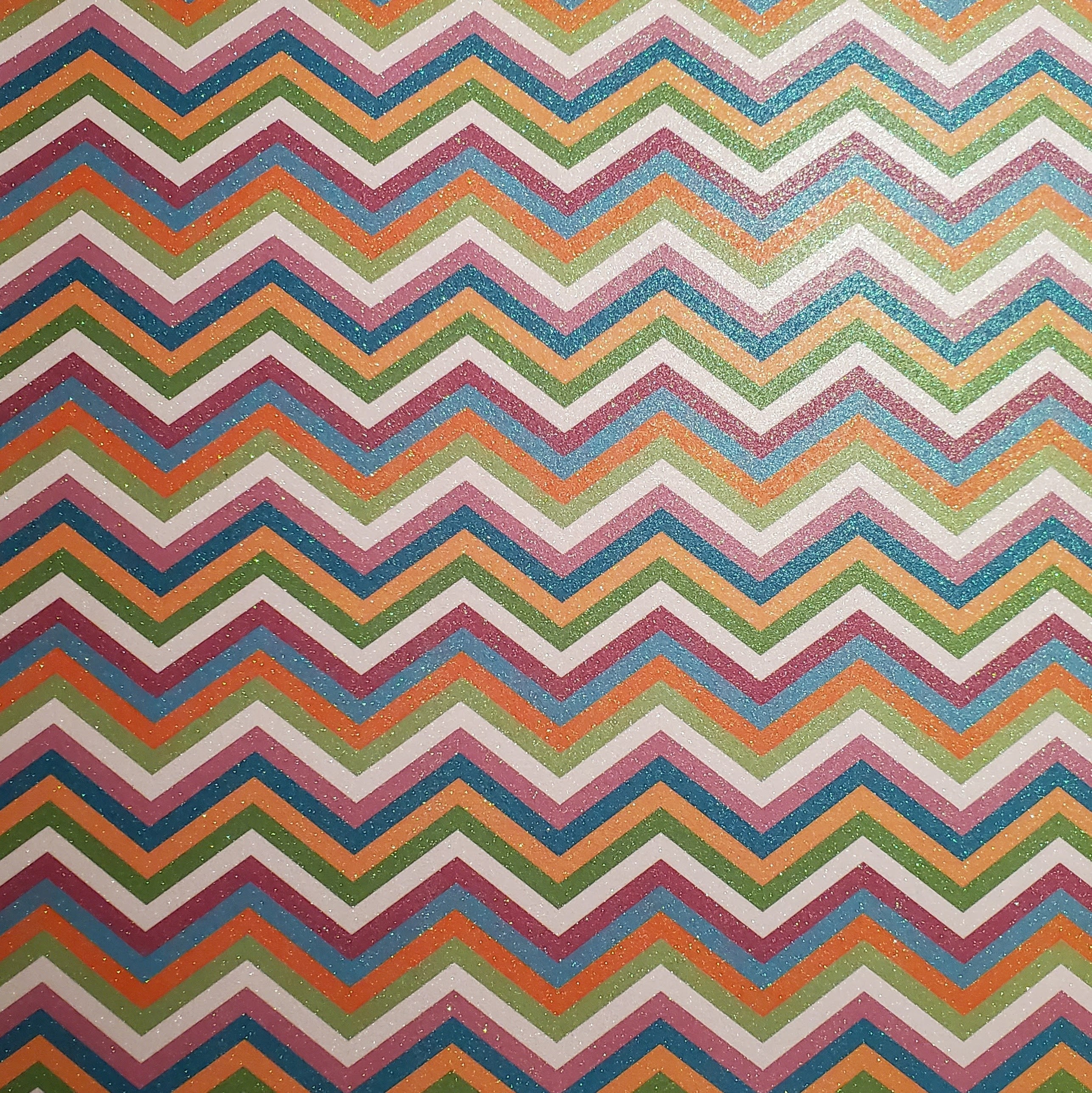 Multicolored Chevron Print Glitter Cardstock 12x12 Recollections