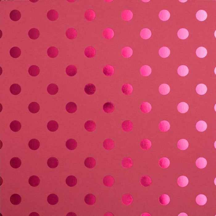 12x12 Lollipop cardstock with Pink Foil Dots - Bazzill