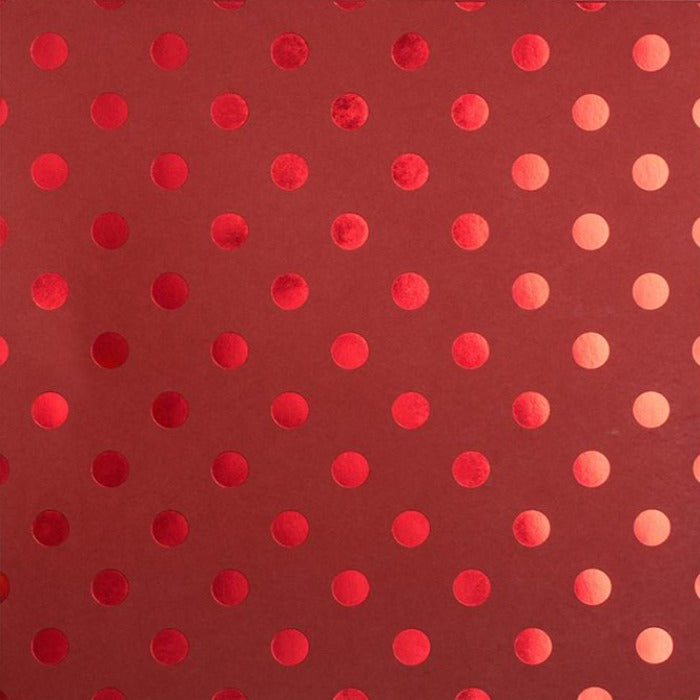 WAX LIPS FOIL DOT - red 12x12 cardstock with red foil dots - Bazzill Trends