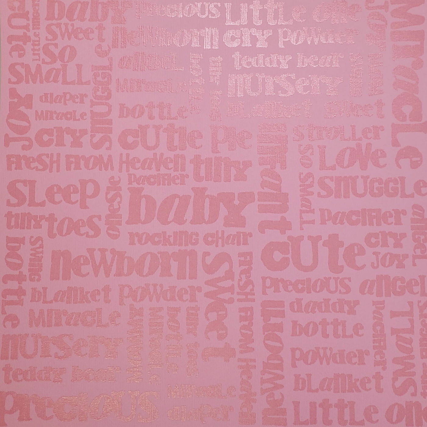Color - FUSSY (pink, pastel pink, cardstock with glazed baby words)