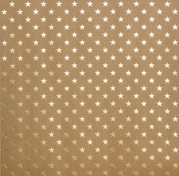 Gold foil stars on 12x12 Kraft cardstock - Bazzill Specialty Paper