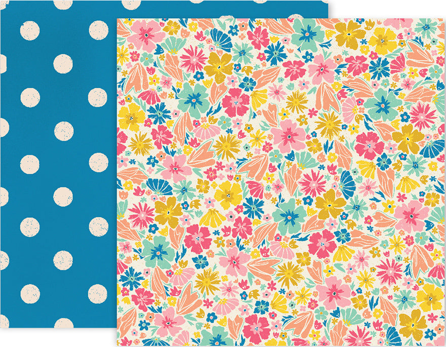 WILD CHILD PAPER 3 - Pink Paislee patterned floral cardstock with white dots on reverse