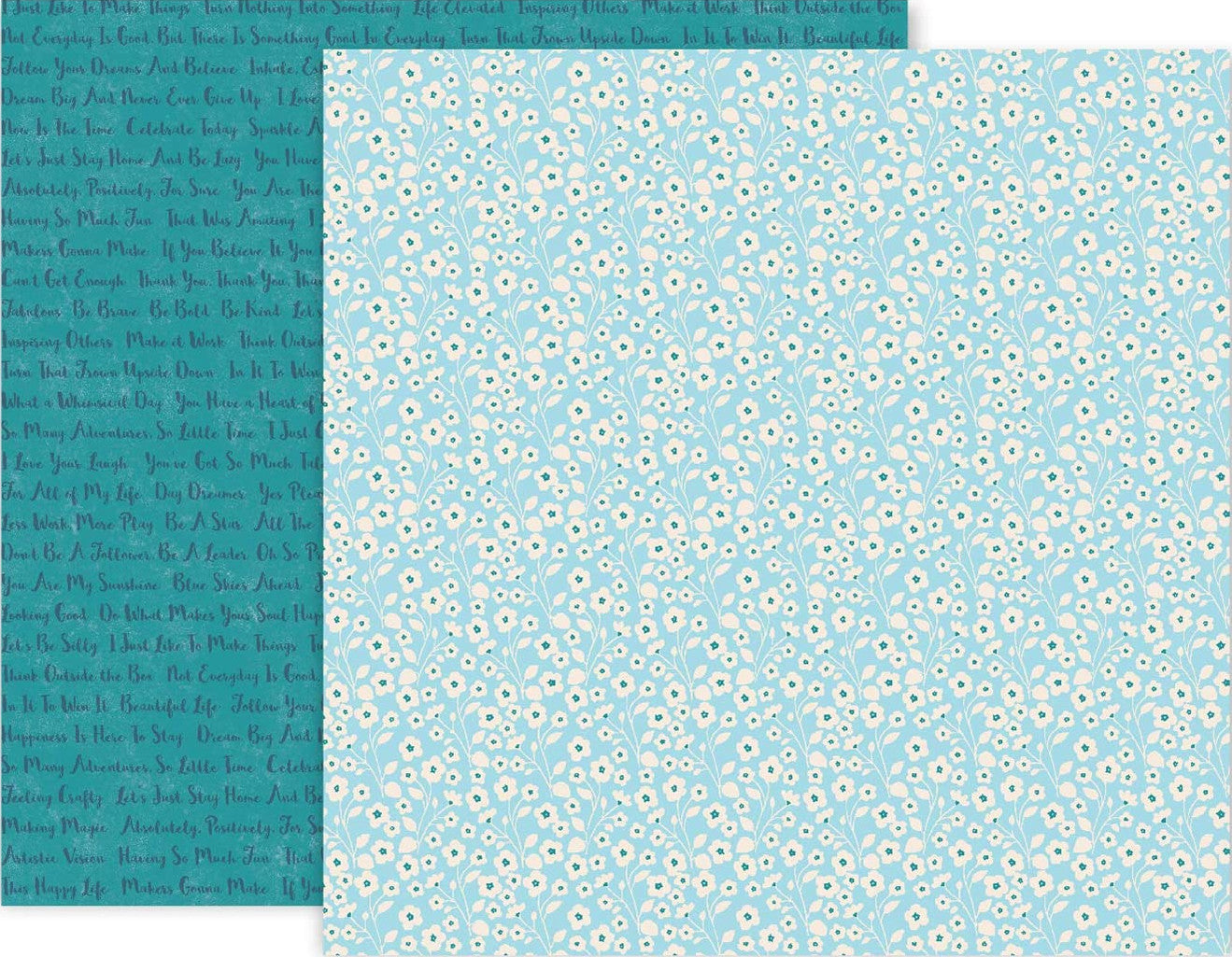 12x12 double-sided patterned cardstock with petite white flowers on powder blue background