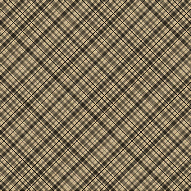 (black plaid design on kraft background with white reverse)