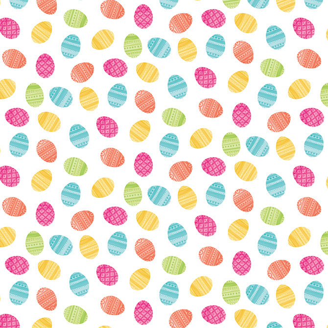 12x12 patterned cardstock with colorful Easter eggs on white background - American Crafts