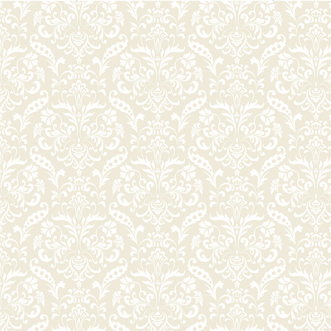 Flourishes - 12x12 patterned paper with white flourishes on ivory background - American Crafts