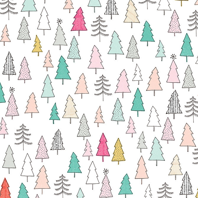 Trees - 12x12 single-sided patterned paper with Christmas trees in different colors, sizes and shapes - Crate Paper