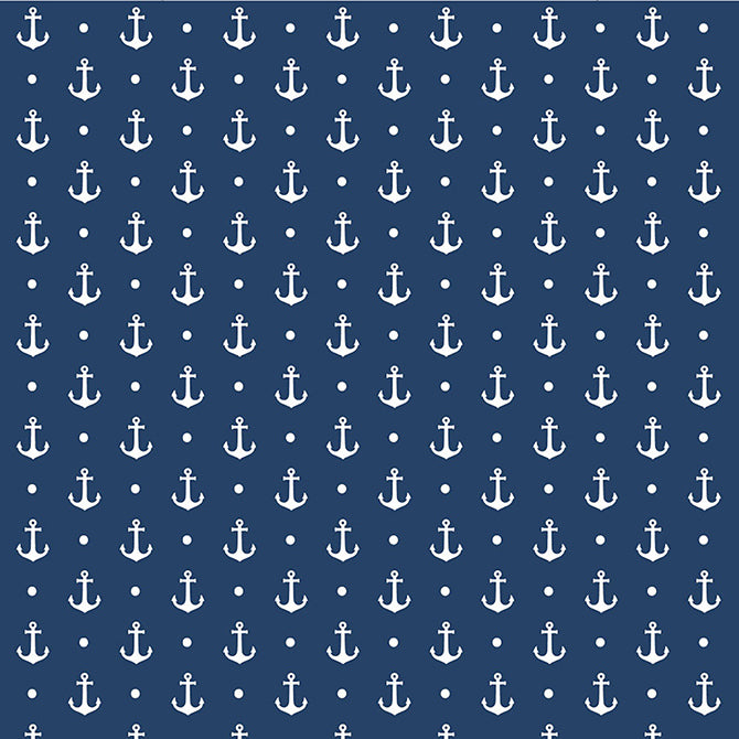 Multi-Colored (rows of white anchors and dots on navy blue background. Designed by Jen Hadfield) Single-sided sheet Smooth surface White reverse Acid & lignin free From Pebbles Everyday Collection American Crafts 341447