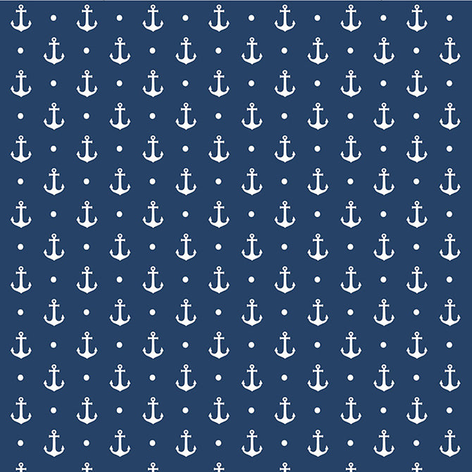 Multi-Colored (rows of white anchors and dots on navy blue background. Designed by Jen Hadfield) Single-sided sheet Smooth surface White reverse Acid & lignin free From Pebbles Everyday Collection American Crafts 341447