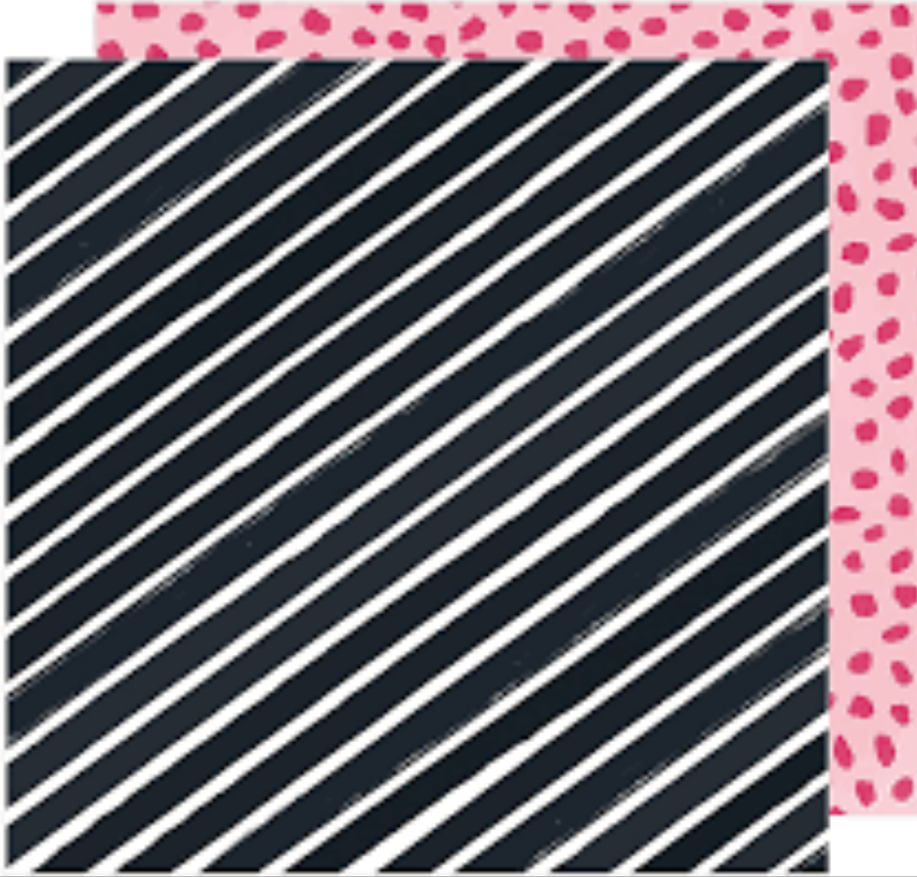 Multi-Colored (thick brushed black diagonal lines on a white background - fuchsia pink brush strokes on a bubblegum pink background reverse) Double-sided sheet. From Hustle & Heart Collection by Amy Tangerine. Smooth surface. Printed on two sides