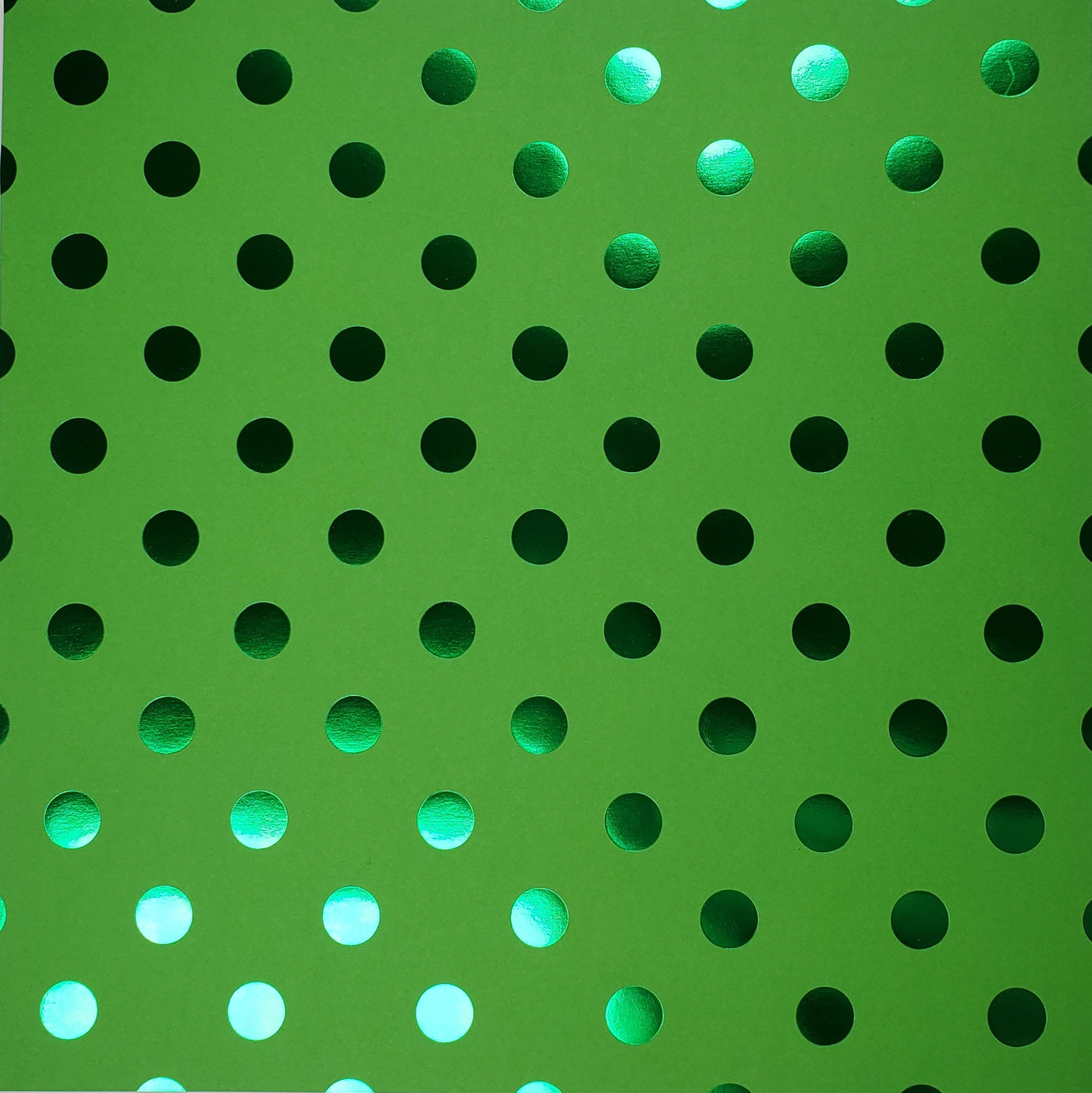 Foil Green Dots on Grass Green Cardstock