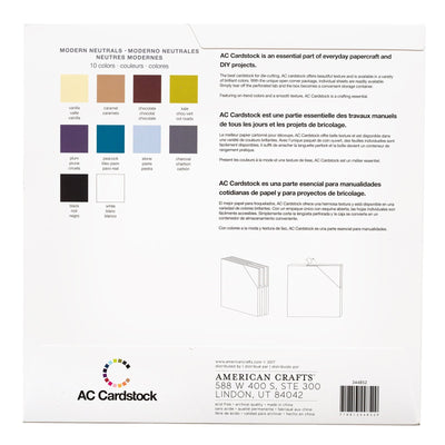 American Crafts MODERN NEUTRALS Cardstock Variety Pack - Styled fan showing 10 colors - 80 lb smooth scrapbook paper