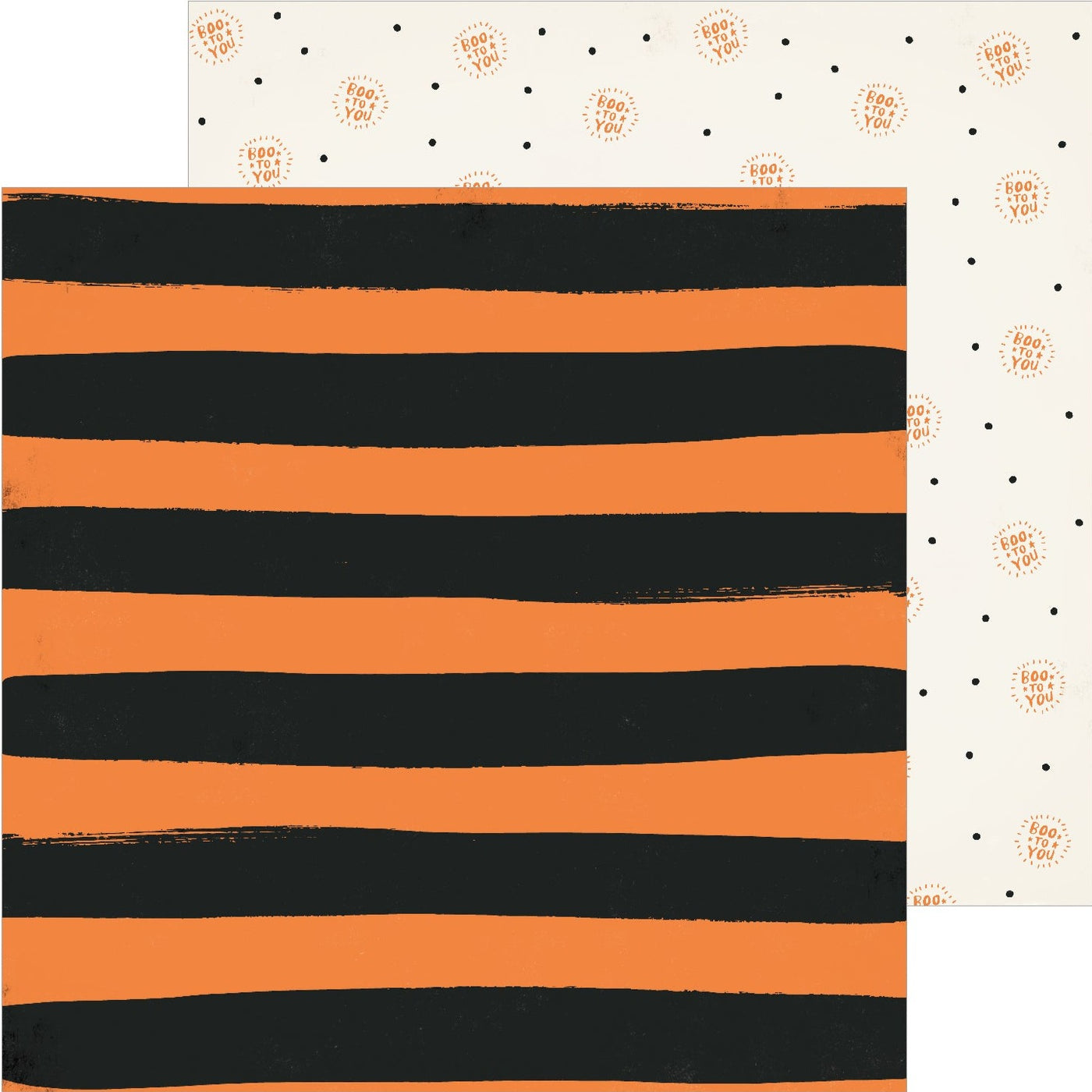 Multi-colored (Side A - large black stripes on an orange background, Side B - circles with the phrase - Boo To you, random black polka dots on cream background)