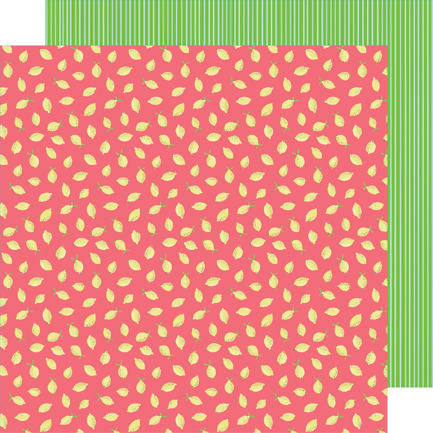 Amy Tangerine 12x12 double-sided paper featuring cute lemons on pink background