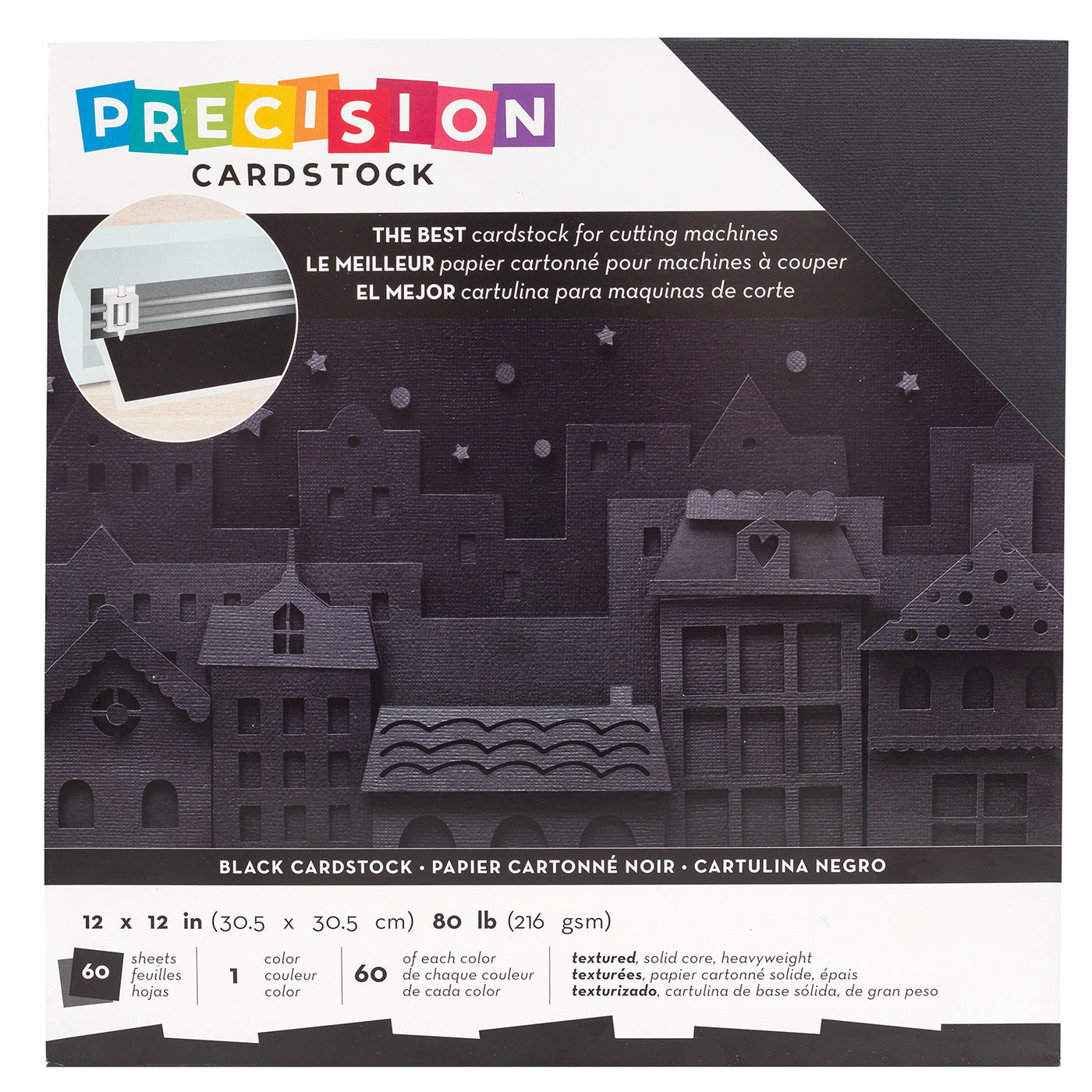 BLACK Precision Cardstock - 60 12x12 Sheets