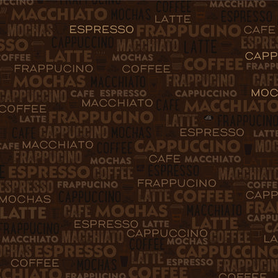 12x12 patterned paper with coffee words and phrases on coffee-brown background - American Crafts