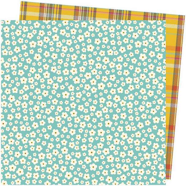 Multi-Colored (Side A - cream flowers with yellow centers on seafoam green background, Side B - bold plaid on mustard yellow background)