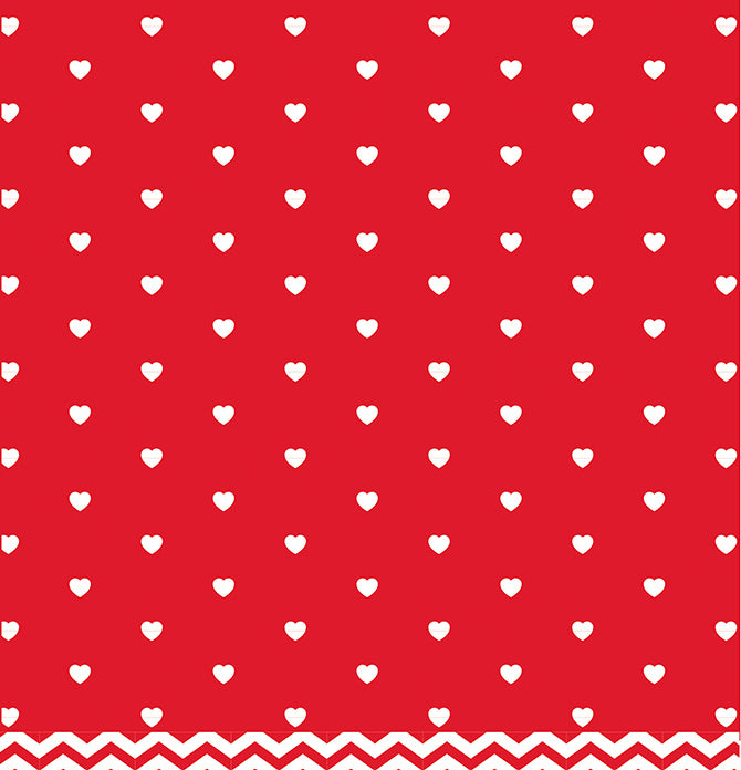 Side B - white hearts on a red background.