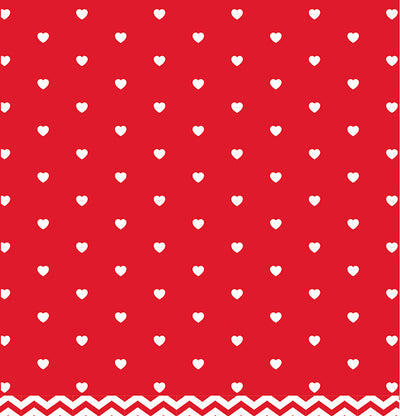 Side B - white hearts on a red background.