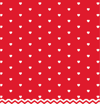 Side B - white hearts on a red background.