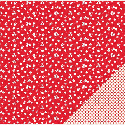 12x12 patterned cardstock with petite white flowers on red background - American Crafts