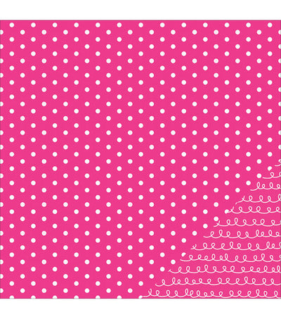 12x12 patterned paper with lines of white doodles on hot pink background - American Crafts