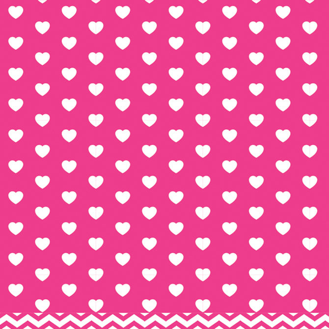 12x12 double-sided patterned paper features white hearts on dark pink background - American Crafts