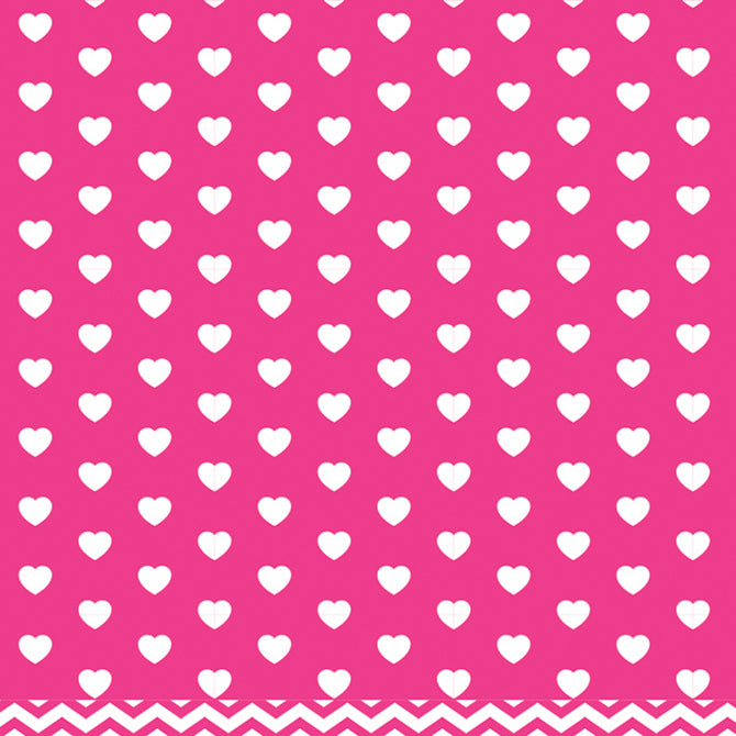 12x12 double-sided patterned paper features white hearts on dark pink background - American Crafts