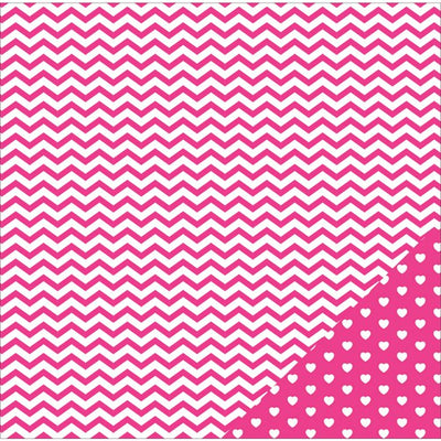 Dark Pink Chevron pattern with white background on 12x12 cardstock - American Crafts