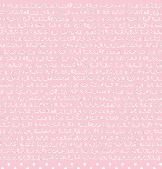 12x12 double-sided patterned paper features white squiggly lines on light pink background - American Crafts