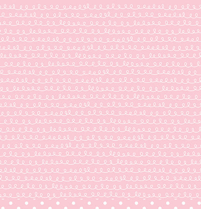 12x12 double-sided patterned paper features white squiggly lines on light pink background - American Crafts