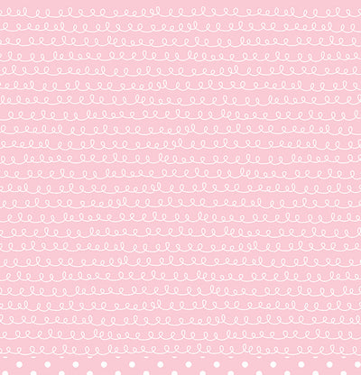 12x12 double-sided patterned paper features white squiggly lines on light pink background - American Crafts