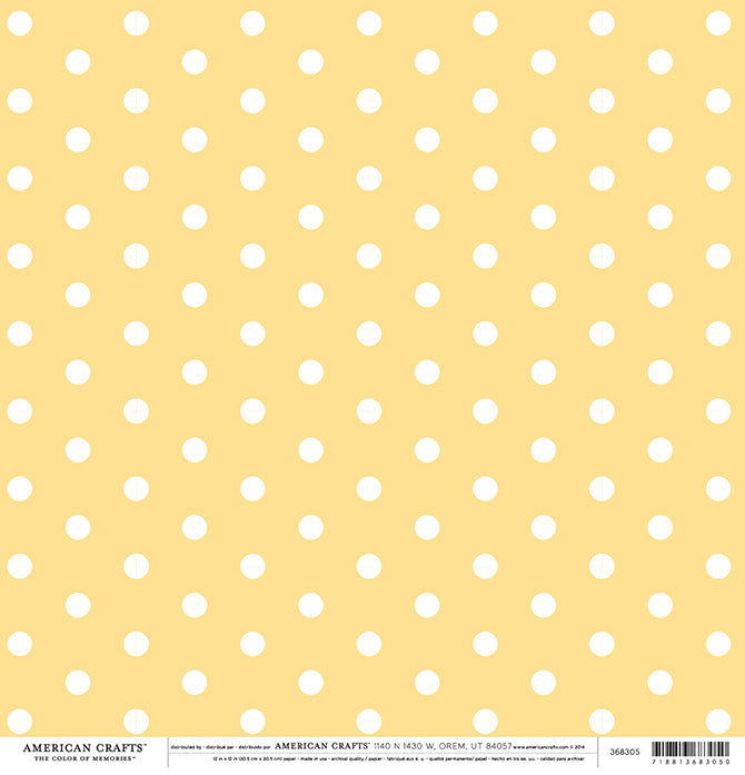 Scrapbook Paper - Yellow Watercolor Polka Dots