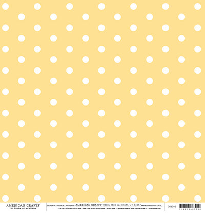 Multi-Colored (Side A - white polka dots on pastel yellow background, Side B - white lattice on pastel yellow background) Double-sided paper printed on both sides. Smooth surface. Acid & lignin free