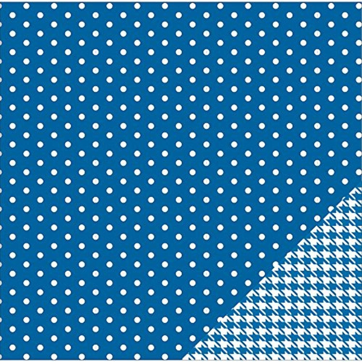 Multi-colored (Side A - white dots on navy blue background, Side B - blue and white houndstooth pattern)