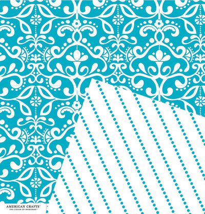 AQUA Damask 12x12 Cardstock from American Crafts