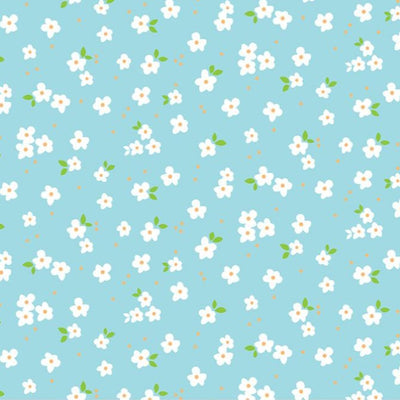12x12 patterned cardstock with petite floral design on sky blue background - American Crafts