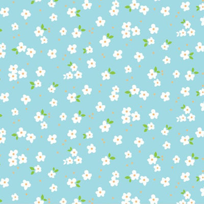 12x12 patterned cardstock with petite floral design on sky blue background - American Crafts